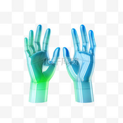 绿色手掌元素立体免抠图案