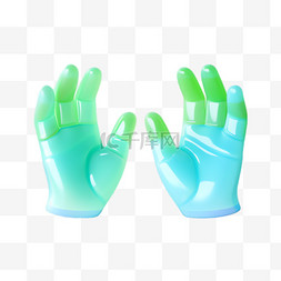 手掌绿色图片_绿色手掌元素立体免抠图案