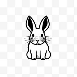 黑白兔子元素立体免抠图案