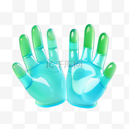 手掌绿色图片_绿色手掌元素立体免抠图案