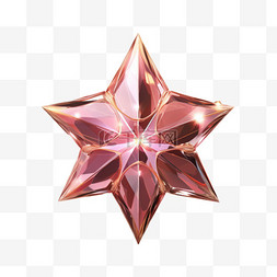 粉色立体五角星图片_粉色五角星元素立体免抠图案