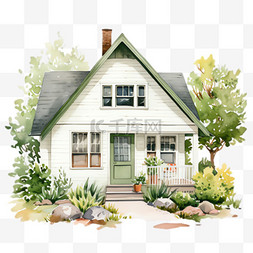 房屋绘画png图片_房屋花园元素立体免抠图案