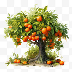 橙子果树素材图片_果树橙子元素立体免抠图案