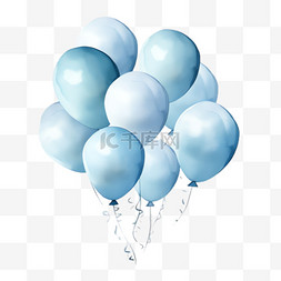 蓝色立体气球图片_蓝色气球元素立体免抠图案