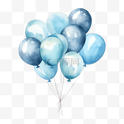 蓝色装饰图片_蓝色气球元素立体免抠图案