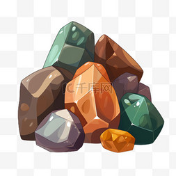 写实古堡图片_矿石堆块元素立体免抠图案