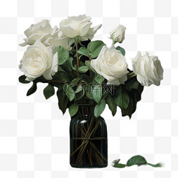 白玫瑰免抠素材图片_白玫瑰花朵元素立体免抠图案