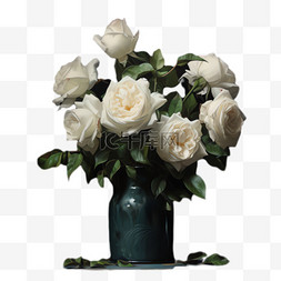 白玫瑰花朵元素立体免抠图案