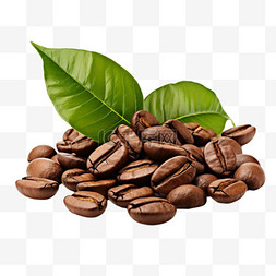 咖啡豆图案图片_咖啡豆树叶元素立体免抠图案
