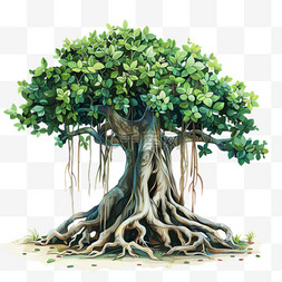 树木根系元素立体免抠图案