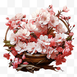 樱花花篮元素立体免抠图案