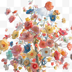 花朵树木元素立体图片_树木花朵元素立体免抠图案