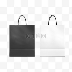 手提袋包装素材图片_纸袋子黑白包装手提袋免抠元素