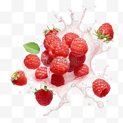 草莓桑果元素立体免抠图案