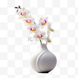 蝴蝶兰花瓶元素立体免抠图案