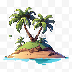 海滩椰树元素立体免抠图案
