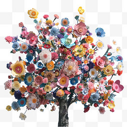 树木花朵元素立体免抠图案