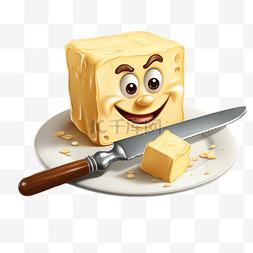 奶酪餐刀元素立体免抠图案