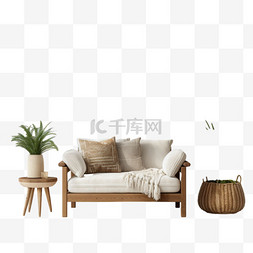 沙发绿植元素立体免抠图案