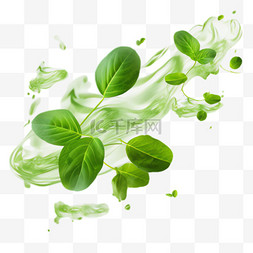 绿色树叶元素免抠图案立体