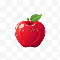 红色苹果元素免抠图案立体