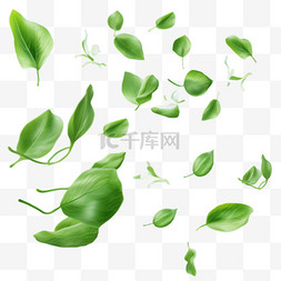绿色树叶立体图片_绿色树叶元素免抠图案立体
