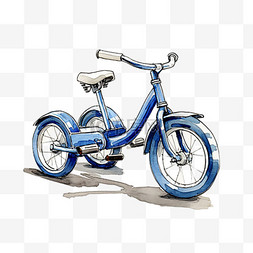 蓝色自行车元素立体免抠图案