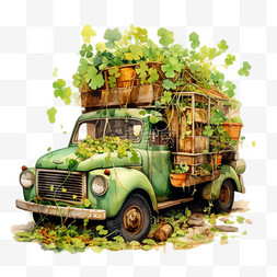 绿色卡车图片_绿色卡车元素立体免抠图案