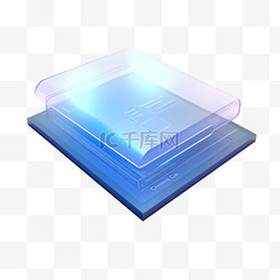 蓝色方盒元素免抠图案立体