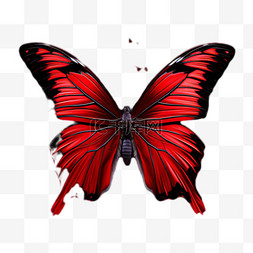 红色蝴蝶元素免抠图案立体