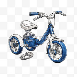 蓝色自行车图片_蓝色自行车元素立体免抠图案