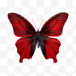 红色蝴蝶图案图片_红色蝴蝶元素免抠图案立体