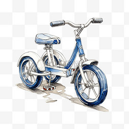 蓝色自行车元素立体免抠图案