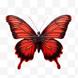 红色蝴蝶元素免抠图案立体