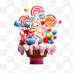 冰淇淋糖果元素立体免抠图案