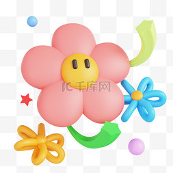 母亲节简易花束图片_3D立体爱在母亲节气球花png图片