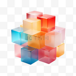 彩色方块图案图片_彩色方块元素立体免抠图案