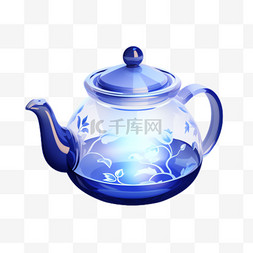 立体茶壶图片_透明茶壶元素立体免抠图案