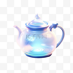 立体茶壶图片_透明茶壶元素立体免抠图案