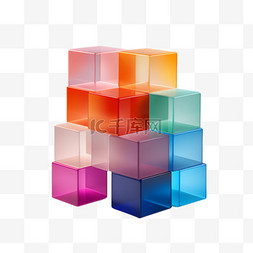 彩色方块图案图片_彩色方块元素立体免抠图案