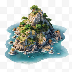 海岛岩石元素立体免抠图案