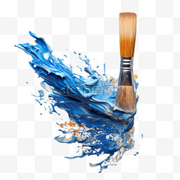 画笔装饰图片_画笔颜料元素立体免抠图案