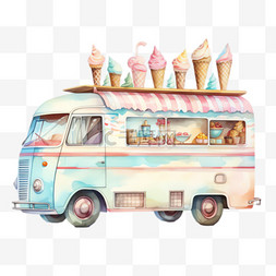 冰淇淋甜品车图片_冰淇淋甜品车元素立体免抠图案