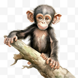 猴子装饰图案图片_猴子树干元素立体免抠图案