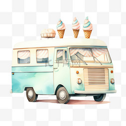 享受美味冰淇淋图片_冰淇淋甜品车元素立体免抠图案