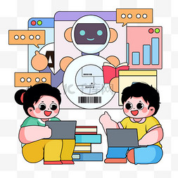 早教机器人图片_AI教育儿童上网学习读书设计