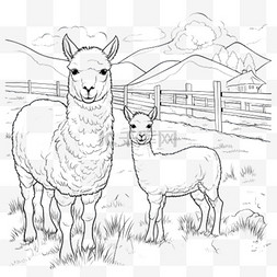 羊驼动物元素立体免抠图案