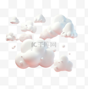 白云天空元素立体免抠图案
