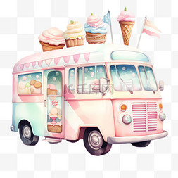 冰淇淋图案图片_冰淇淋甜品车元素立体免抠图案