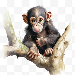 猴子免抠图片图片_猴子树干元素立体免抠图案